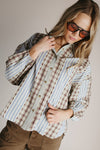 The Hartley Button-Up Blouse in Walnut Combo