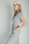 The Vecina Ribbed Jumpsuit in Heather Grey