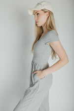 The Vecina Ribbed Jumpsuit in Heather Grey