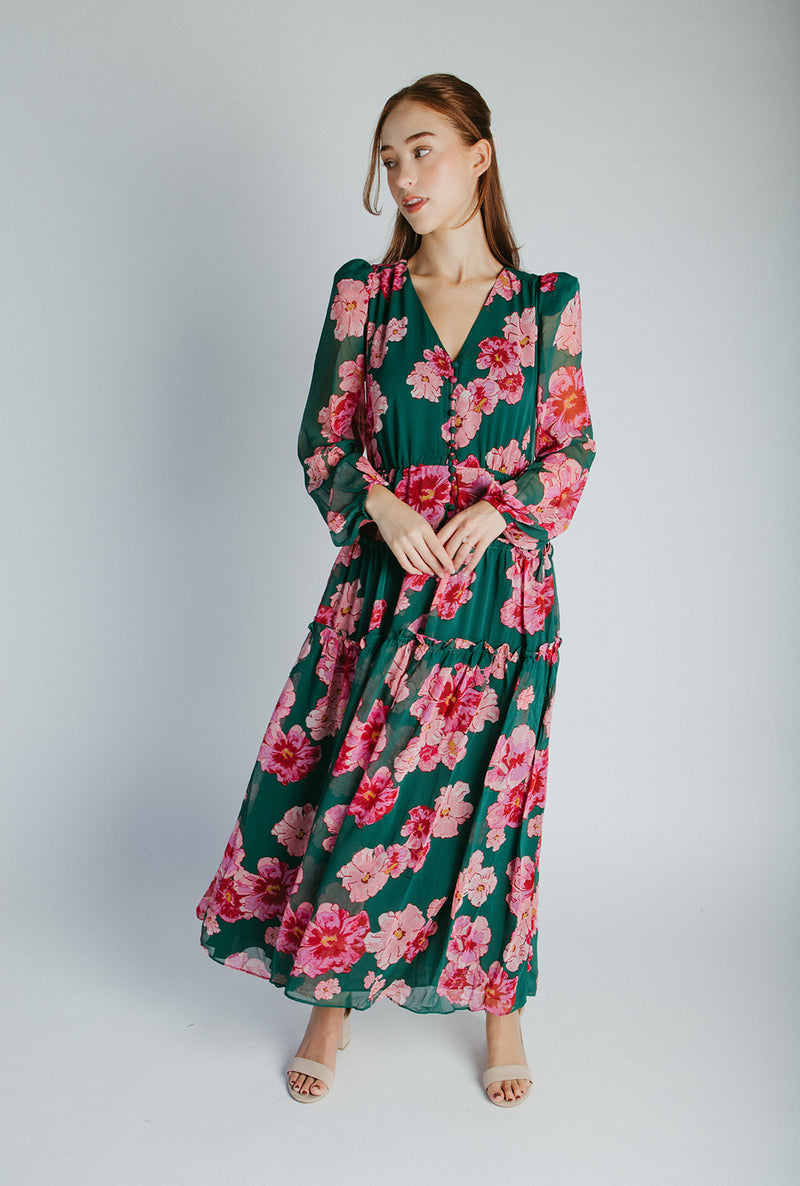 The Kalona Floral Maxi Dress in Jasper Rose