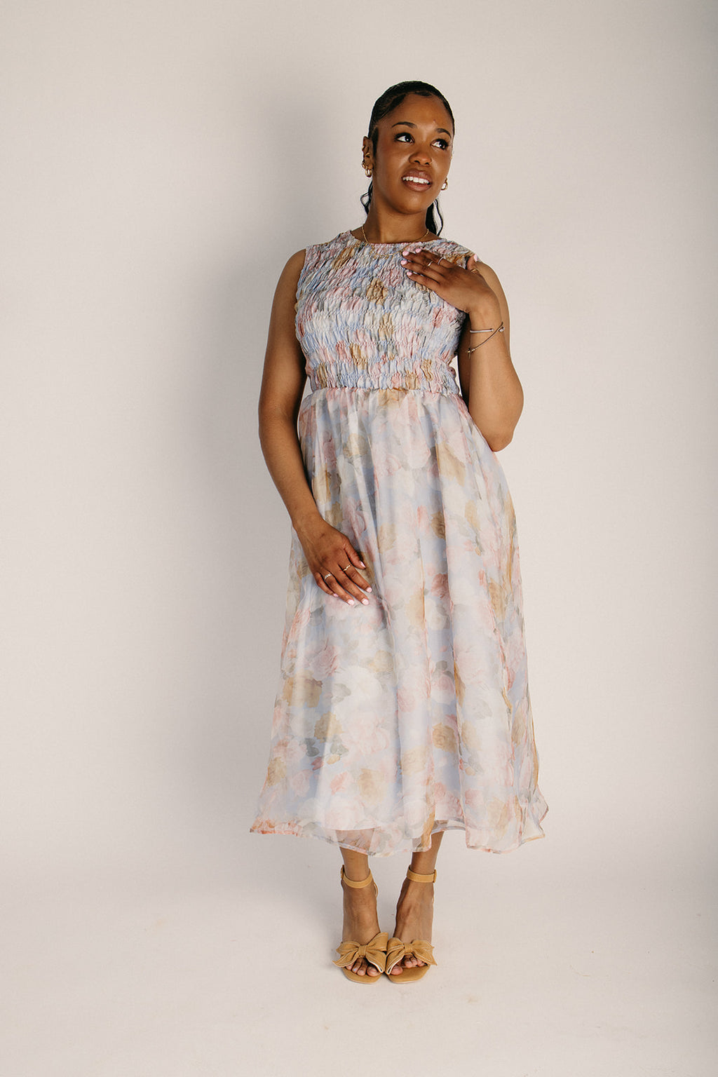 knee length dresses for ladies Eden Blue Floral Maxi Dress - Nursing-Friendly main image 0