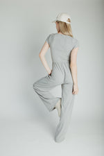The Vecina Ribbed Jumpsuit in Heather Grey