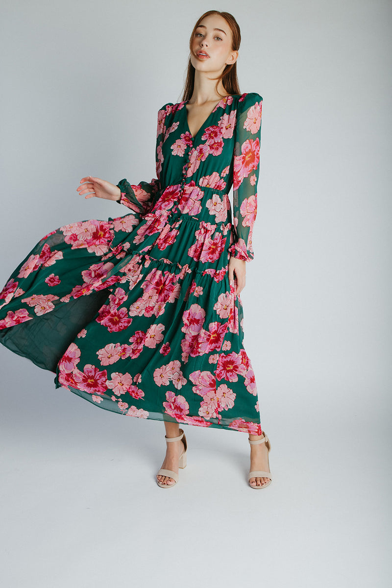 The Kalona Floral Maxi Dress in Jasper Rose