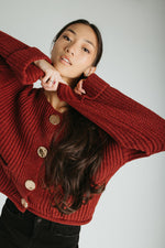 The Jeanette Button Front Cardigan in Burgundy
