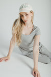 The Vecina Ribbed Jumpsuit in Heather Grey