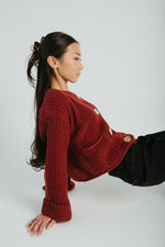 The Jeanette Button Front Cardigan in Burgundy