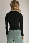 The Ginny Asymmetrical Long Sleeve Tee in Black