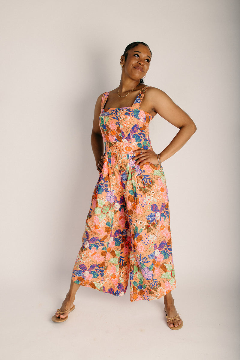 The Hurwitz Floral Jumpsuit in Coral Multi – Piper & Scoot