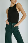 The Lissa Straight Leg Gingham Pant in Hunter Green