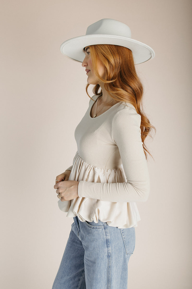 The Robbie Cloud Knit Blouse in Oatmeal