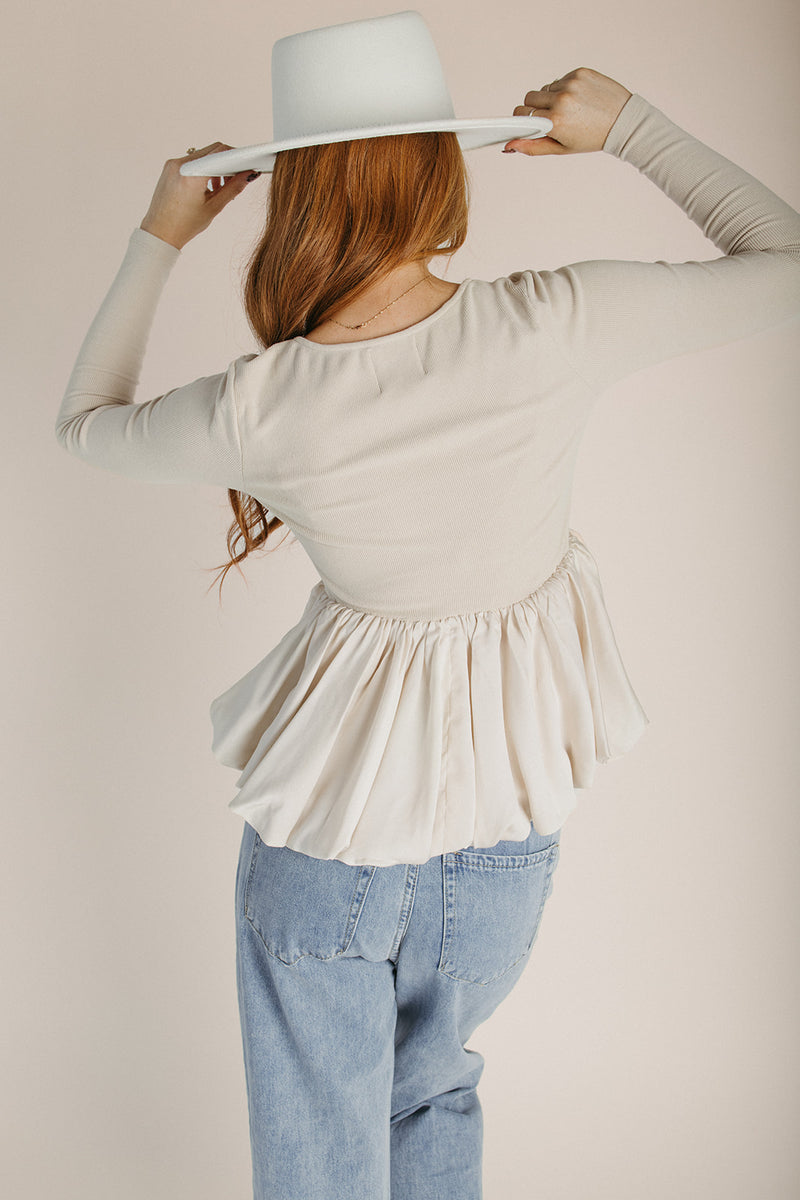 The Robbie Cloud Knit Blouse in Oatmeal