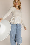 The Robbie Cloud Knit Blouse in Oatmeal