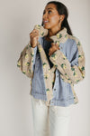 The Sarona Floral Shearling Denim Jacket in Taupe