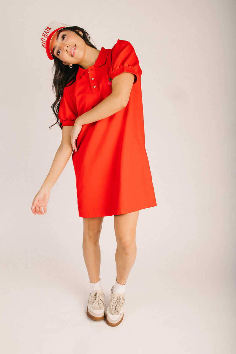 cherry embroidered dress The Lookney Cherry Embroidered Dress in Red Small