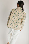 The Sarona Floral Shearling Denim Jacket in Taupe