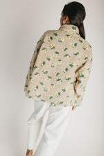 The Sarona Floral Shearling Denim Jacket in Taupe