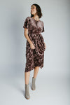 The Zeller Burnout Velvet Midi Dress in Dark Brown