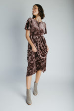 The Zeller Burnout Velvet Midi Dress in Dark Brown