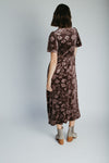 The Zeller Burnout Velvet Midi Dress in Dark Brown