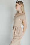 The Vecina Ribbed Jumpsuit in Tan