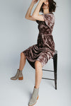 The Zeller Burnout Velvet Midi Dress in Dark Brown