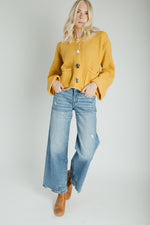 The Jeanette Button Front Cardigan in Mustard