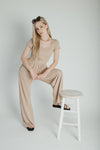 The Vecina Ribbed Jumpsuit in Tan