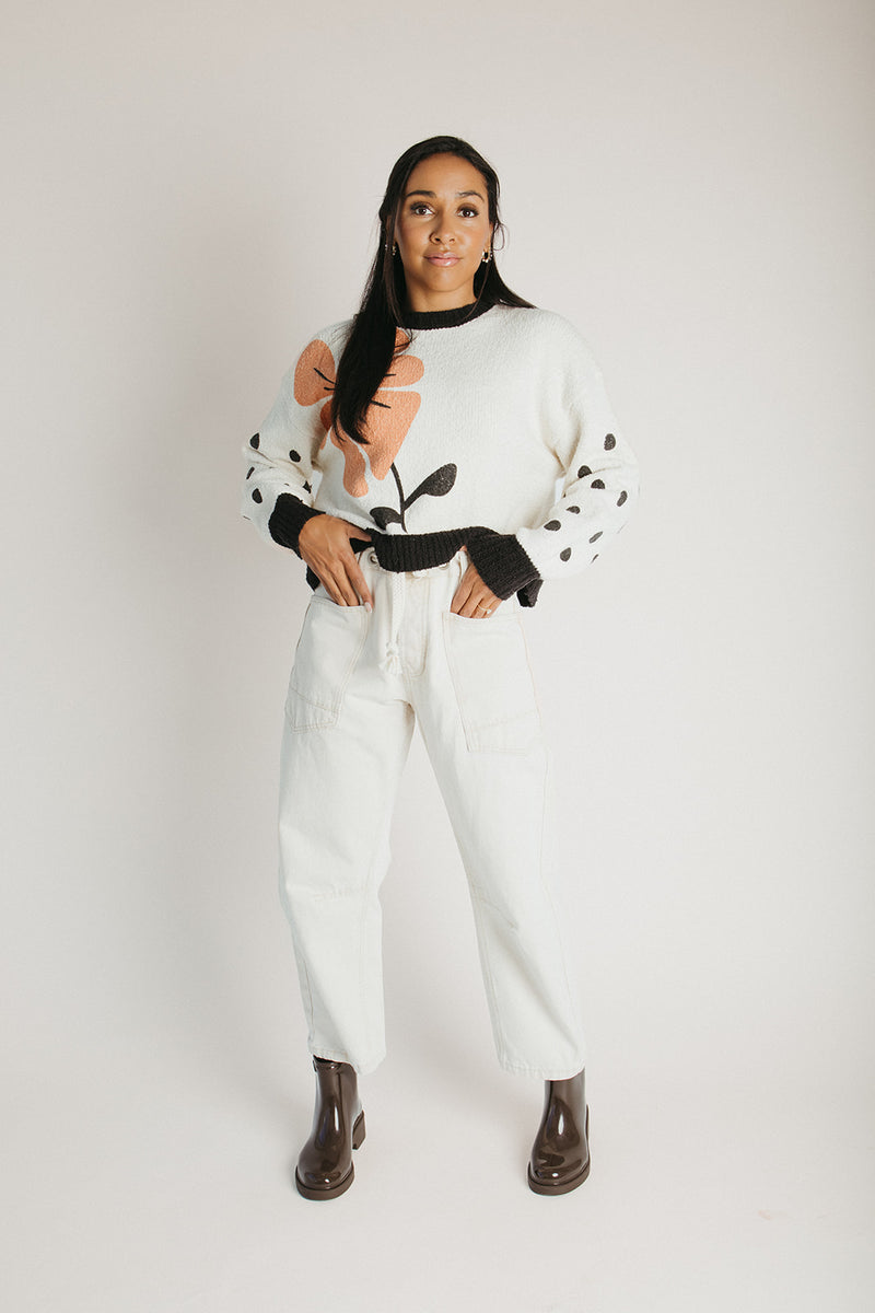 The Kastner Floral Detail Sweater in Ivory
