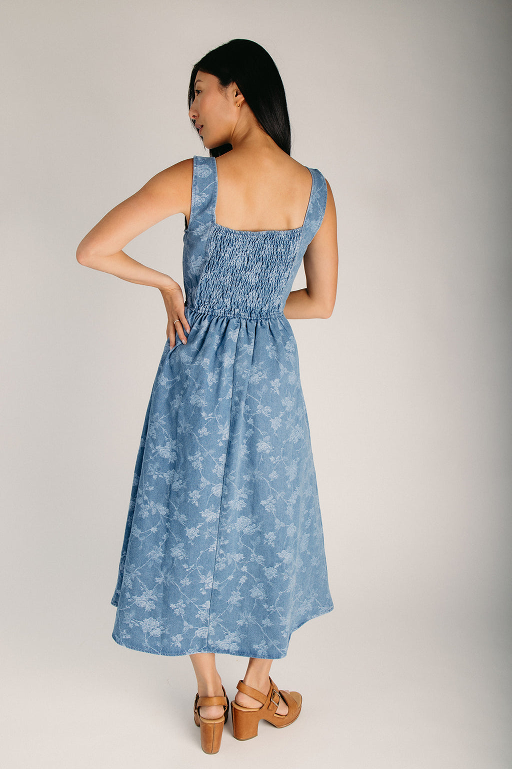 The Rickman Floral Jacquard Dress in Denim – Piper & Scoot
