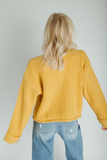 The Jeanette Button Front Cardigan in Mustard