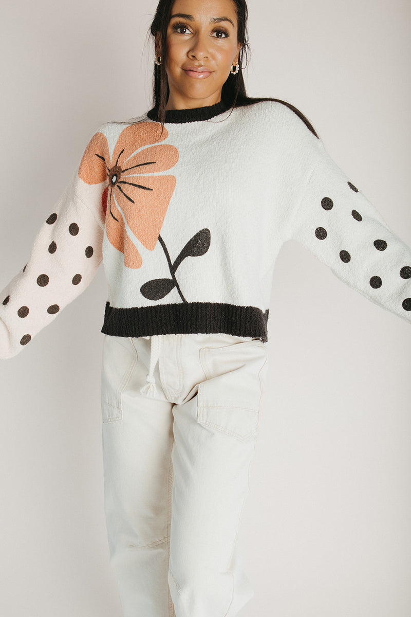 The Kastner Floral Detail Sweater in Ivory