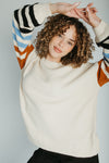 The Kenmore Crew Neck Sweater  in Ivory + Stripe