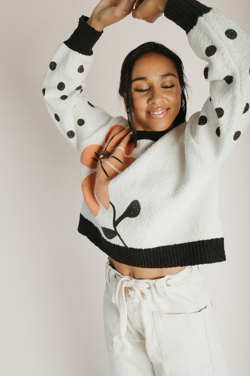The Kastner Floral Detail Sweater in Ivory