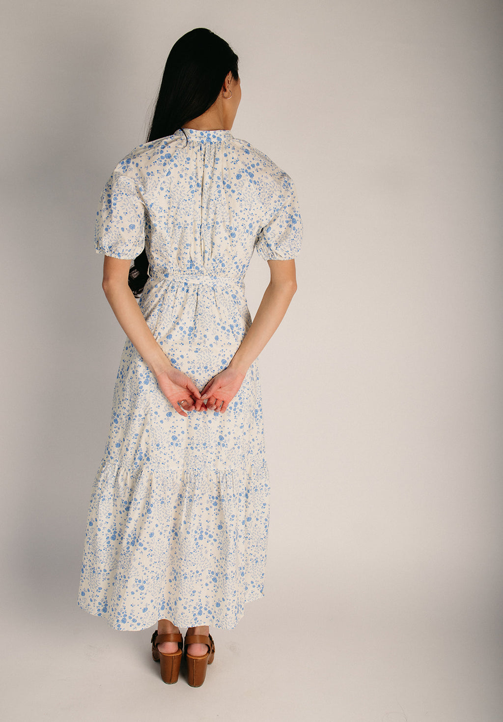 The Gelber Floral Maxi Dress in Cornflower Blue Small