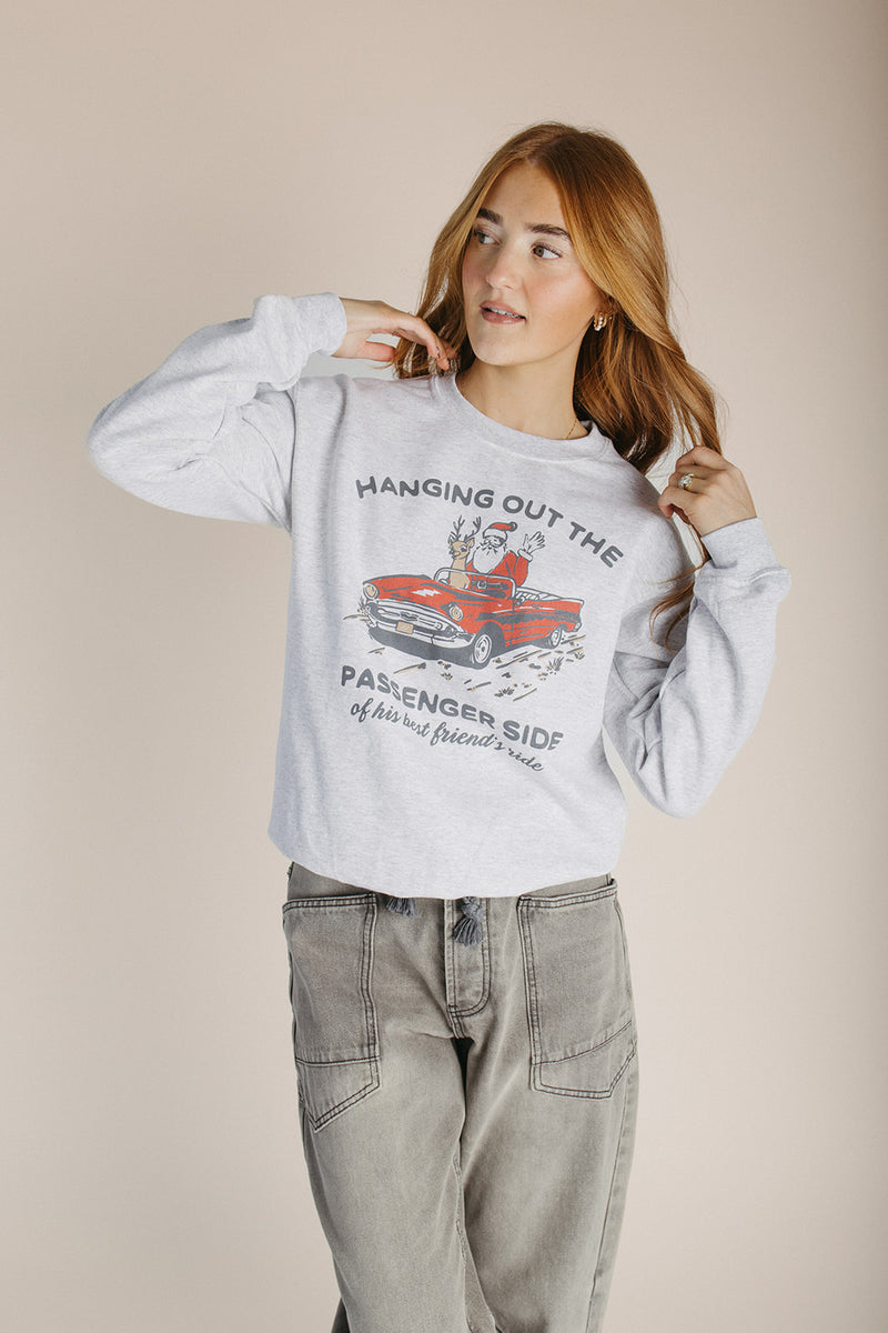 The Passenger Side Holiday Sweatshirt in Heather Grey