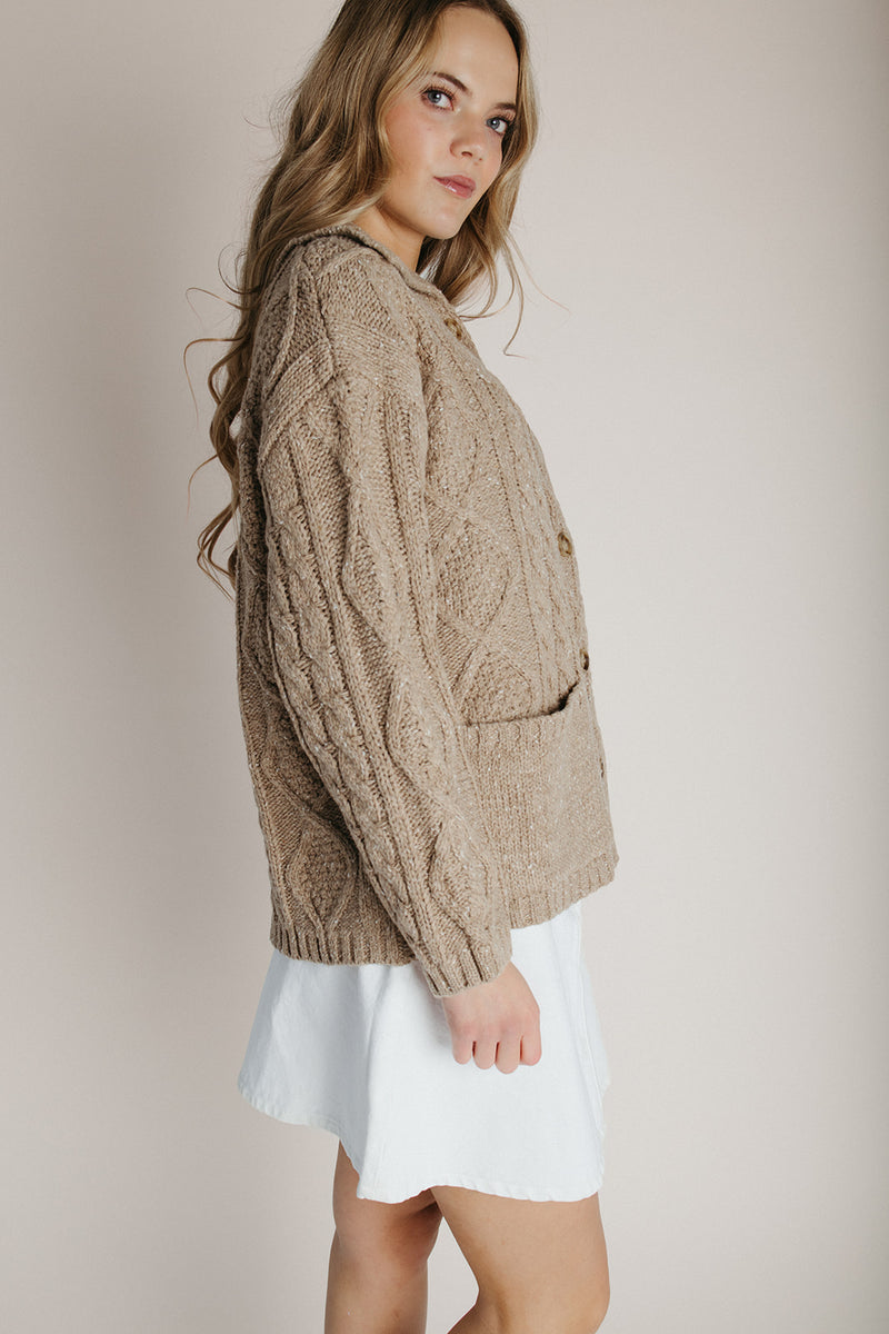 The Emmett Button-Up Knit Cardigan in Beige