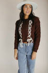 The Vernon Lace Detail Cardigan in Brown