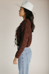 The Vernon Lace Detail Cardigan in Brown
