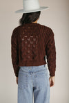 The Vernon Lace Detail Cardigan in Brown