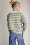 The Tiani Asymmetrical Button-Up Cardigan in Multi Stripe