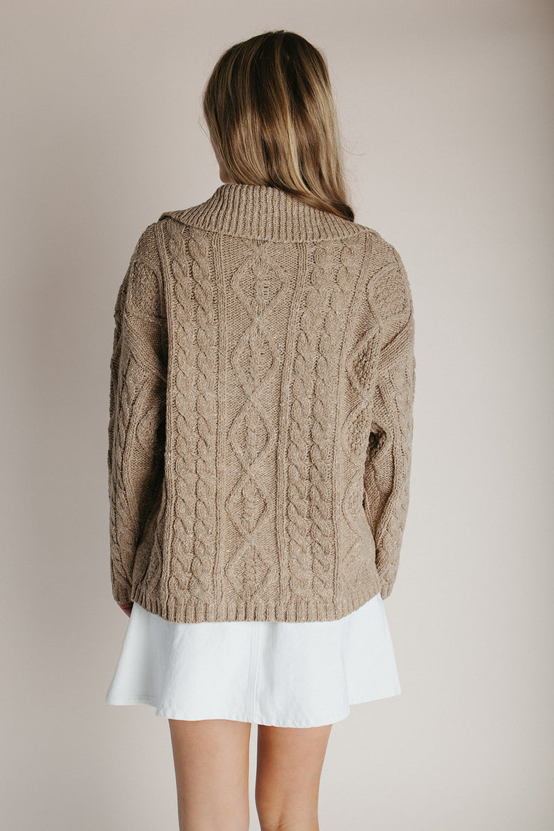 The Emmett Button-Up Knit Cardigan in Beige