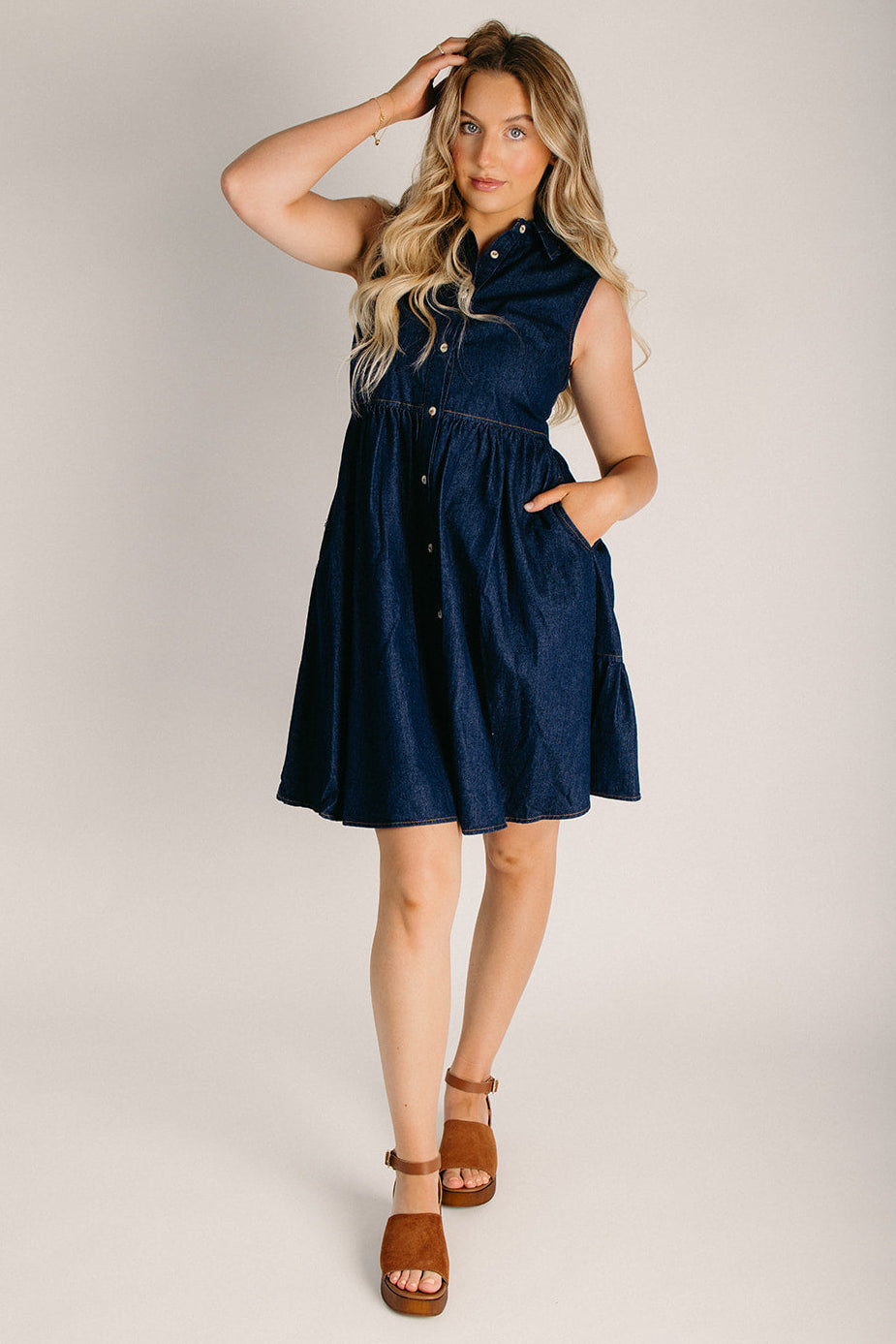 button up jean dress The Sutera Denim Button-Up Dress in Dark Wash Large