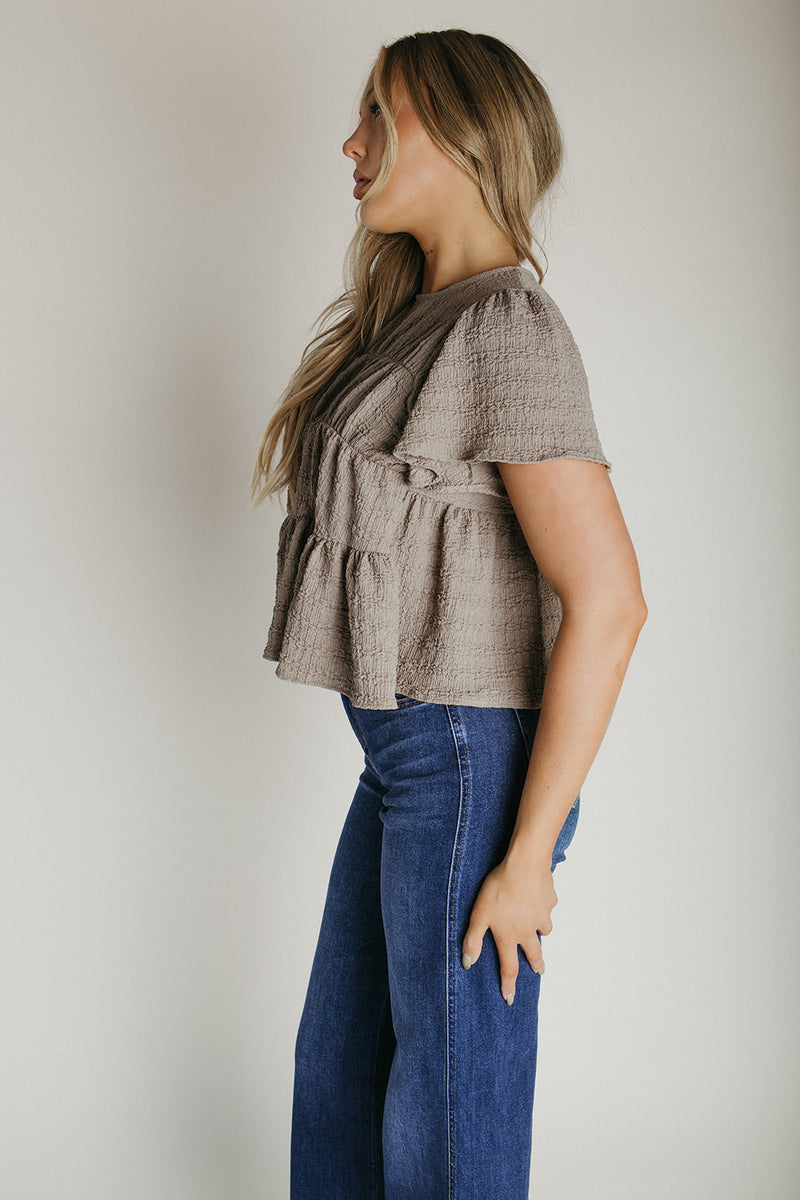 The Susannah Ruffled Blouse in Light Olive