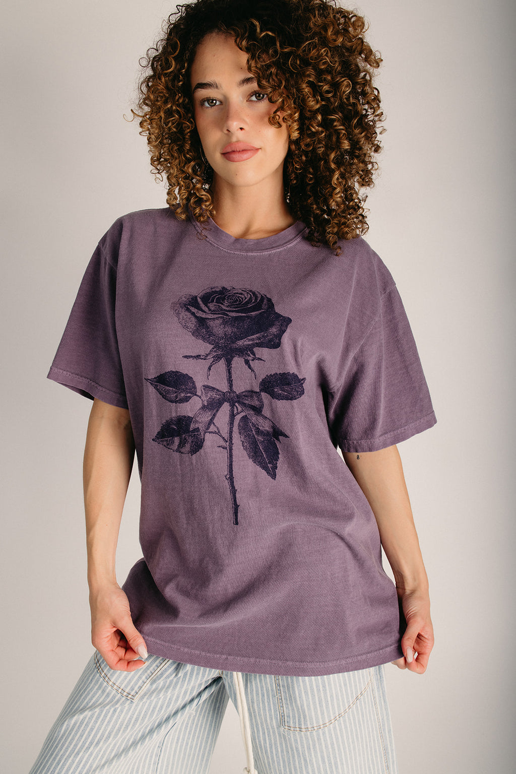 The Rose Flower Graphic Oversized Tee in Wine – Piper & Scoot