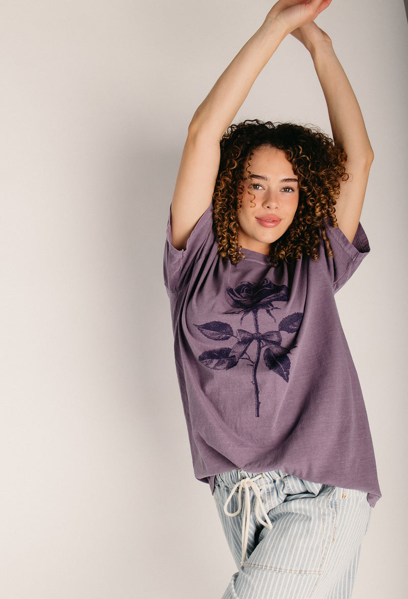 専用House on the hill S/S Tee (Flower) The Rose Flower Graphic Oversized Tee in Wine – Piper & Scoot