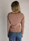 The Evangeline Lace Trim Cardigan in Pink + Mocha