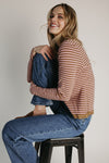 The Evangeline Lace Trim Cardigan in Pink + Mocha