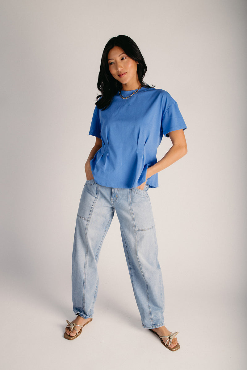 The Waltman Pleated Blouse in Ocean Blue – Piper & Scoot