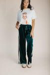 The O'Brien Wide Leg Velvet Pant in Hunter Green