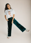The O'Brien Wide Leg Velvet Pant in Hunter Green